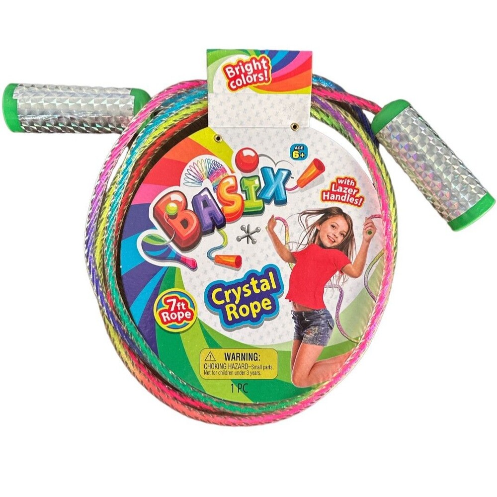 JA-RU Hot Rainbow Crystal Jump Rope Lazer Handles Ages 6+ Outside Fun